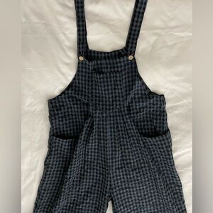 Women’s Black and Blue Checkered Overalls